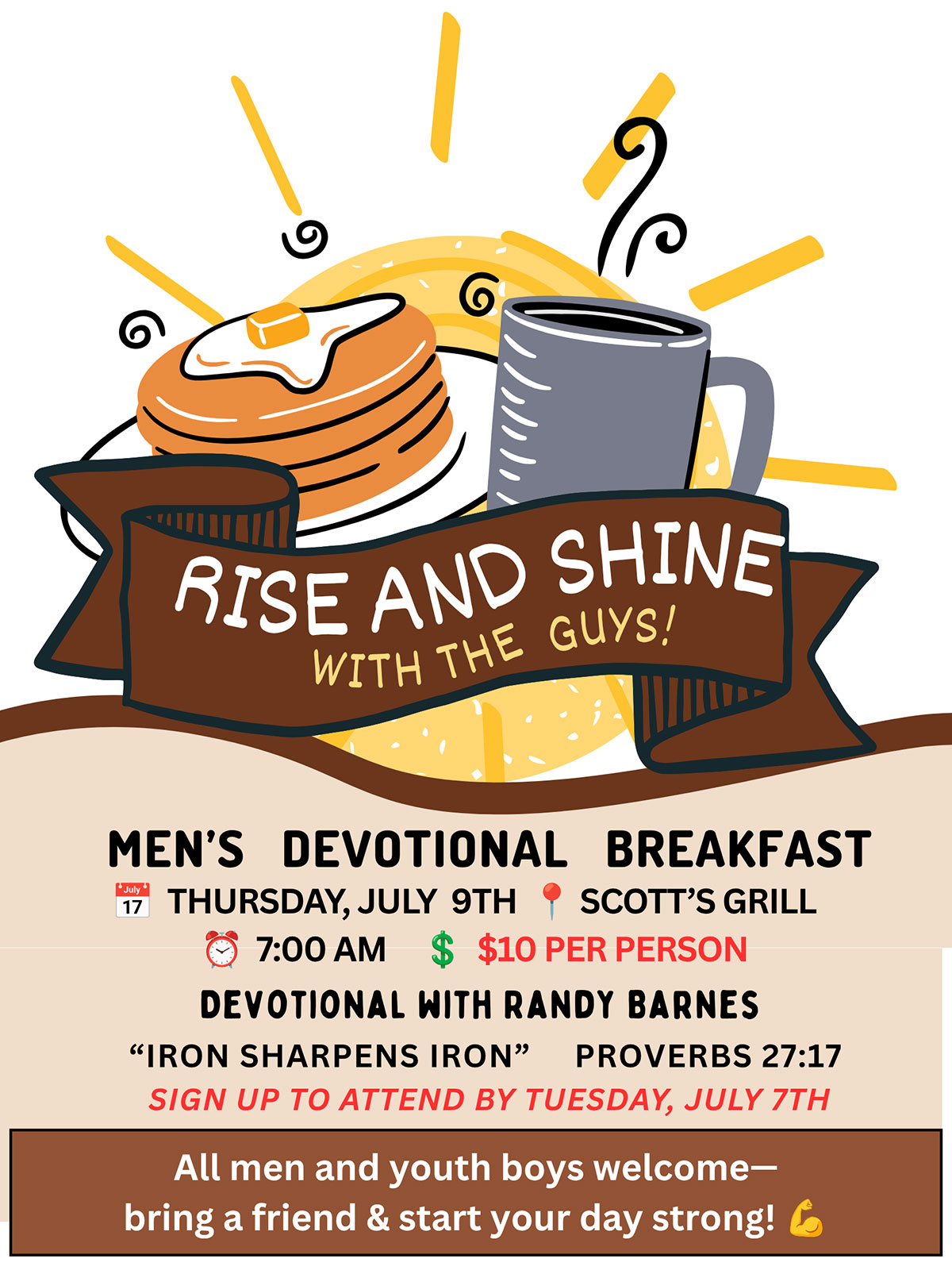 Yellow Brown Organic Illustrated Cafe Breakfast Poster
